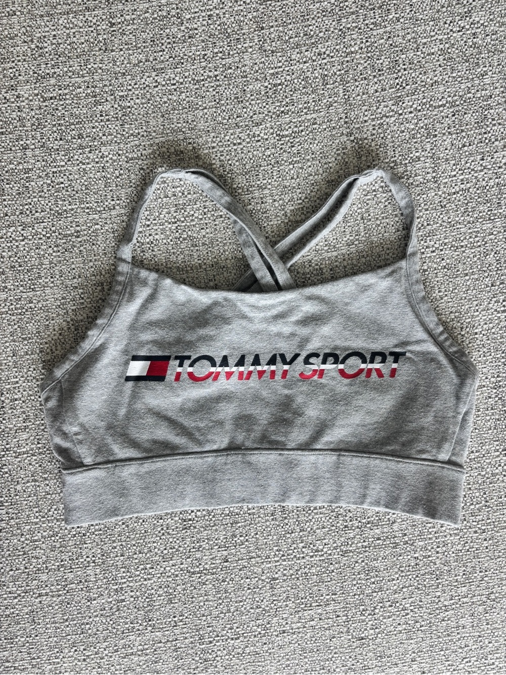 Tommy Hilfiger Tommy Sport Gray & Red Logo Sports Bra